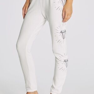 SOLD Wildfox White Track Pants with Relaxed Fit